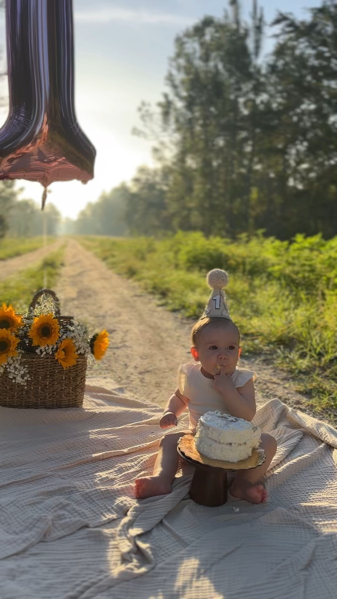 This photoshoot was so dreamy in the sunrise. I had so much fun seeing my Pinterest board dreams come to life for Kollins first birthday photos 🥳 
.
.
#firstbirthday #birthdaycake #smashcake #birthdayhat #babybirthday #photoshootinspo #firstbirthdayinspo #babygirloutfit 

#LTKStyleTip #LTKParties #LTKBaby