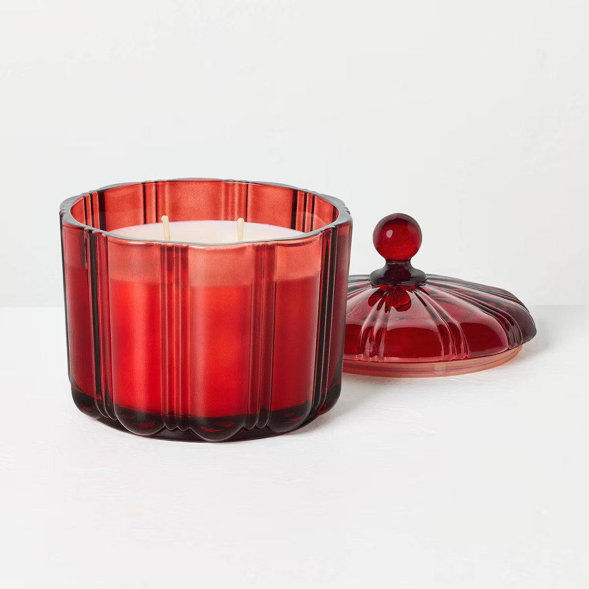 2 Wick Medium Glass with Lid Balsam and Berry Jar Candle Red 12oz - Hearth & Hand™ with Magnoli... | Target