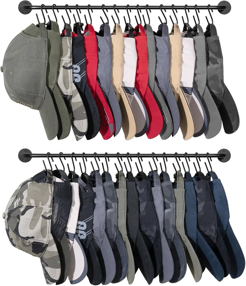 Mkono Hat Rack for Wall Baseball Cap Organizer Hanger with 30 Hooks Modern Metal Hat Holder Wall-... | Amazon (US)