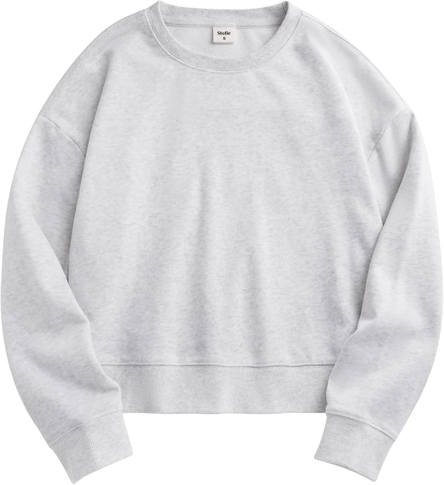 Stelle Cropped Sweatshirts for Women Cotton Long Sleeve Crop Tops Crewneck Pullover Oversized Swe... | Amazon (US)