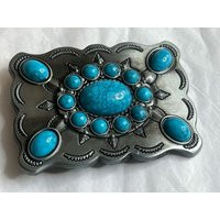 Midwest Style Turquoise Metal Belt Buckle - Specialty Buckles Decorative Unique #b461 | Etsy (US)