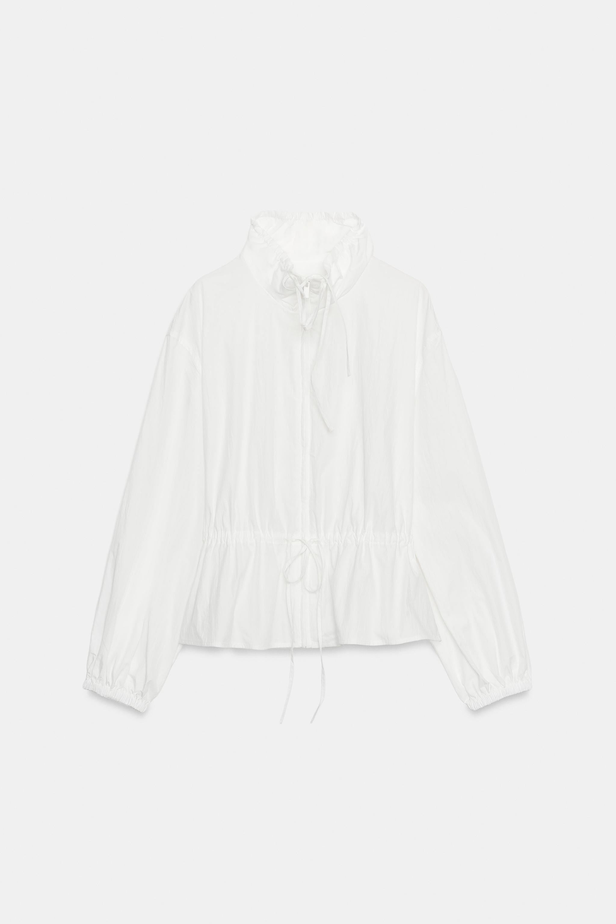 HIGH COLLAR DRAWSTRING NYLON JACKET | Zara US