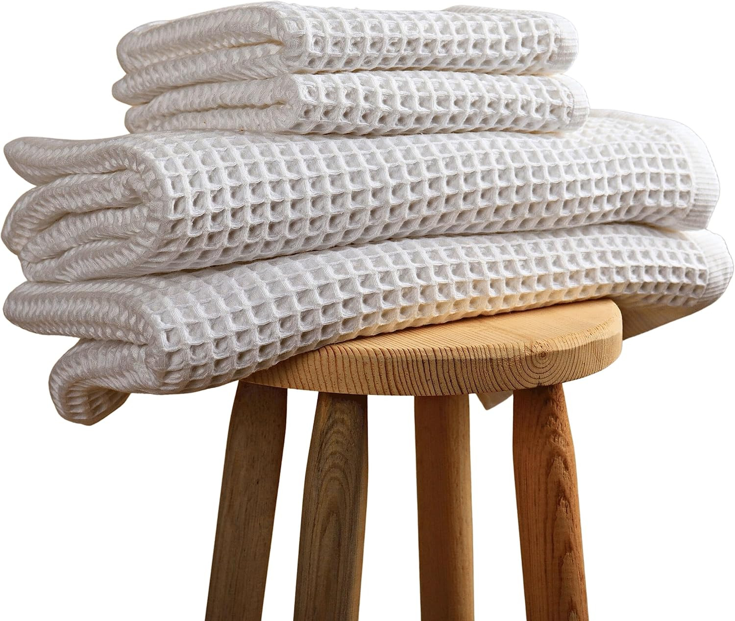 Püskül - 4 Pieces Waffle Towel Sets for Bathroom, Premium Organic Turkish Cotton 2 Hand Towels ... | Amazon (US)