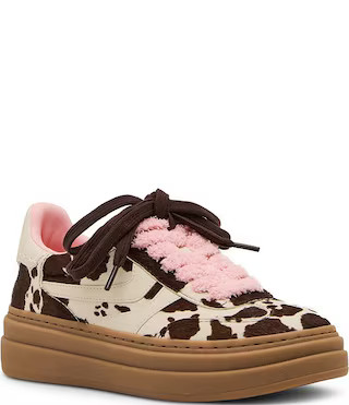 Dodge Cow Print Haircalf Gum Sole Platform Sneakers | Dillard's