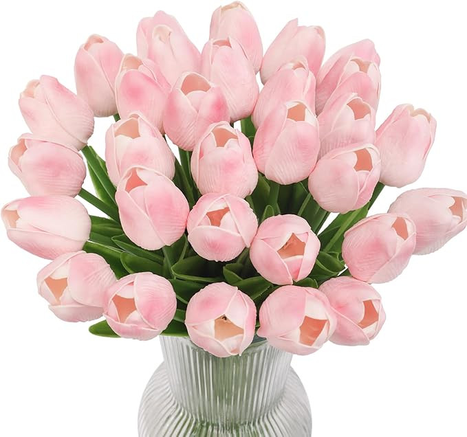 30 Pcs Fake Latex Tulips Artificial Flowers Real Touch Tulips for Spring Decorations for Home, We... | Amazon (US)