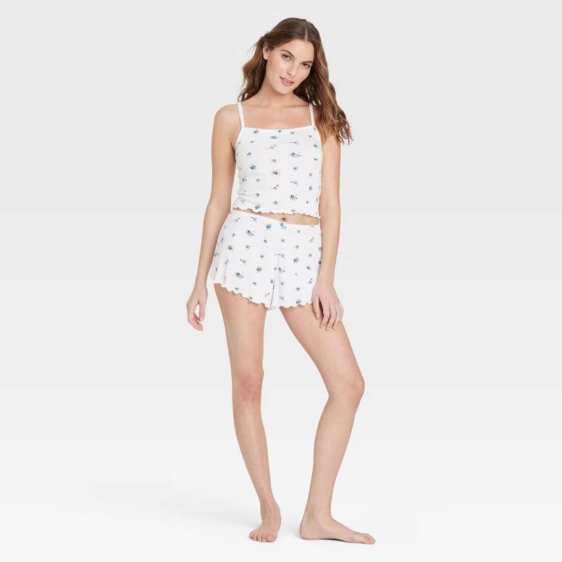 Women's Pointelle Tank Top & Shorts Pajama Set - Colsie™ | Target
