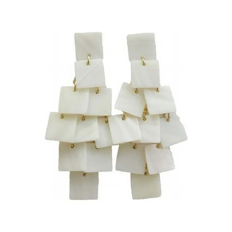 Time and Tru Women's Dangle Shell Earrings, White | Walmart (US)