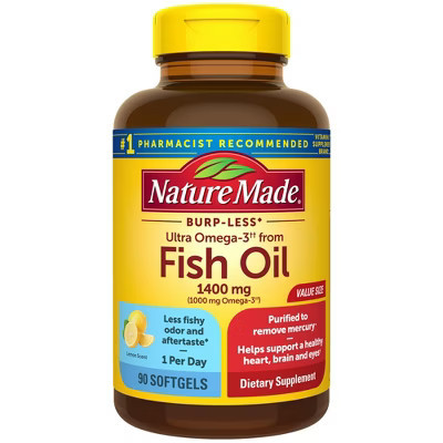 Nature Made Burp Less Ultra Omega 3 Fish Oil Supplement 1400 mg Omega 3 Softgels - 90ct | Target