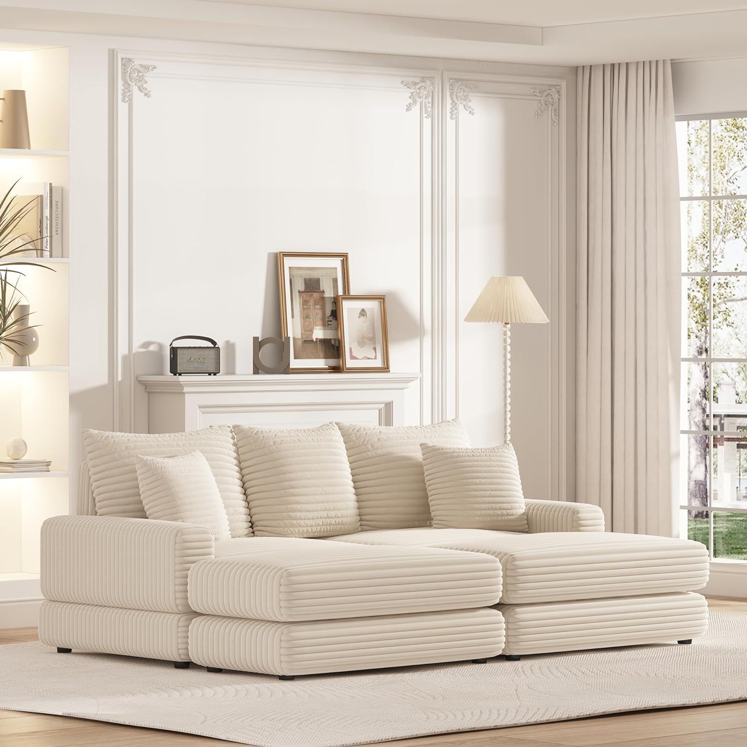 Yoglad Corduroy Fabric Modular Sectional Sofa,Cloud Loveseat,Comfy Deep Plush Couch with Ottomans... | Amazon (US)