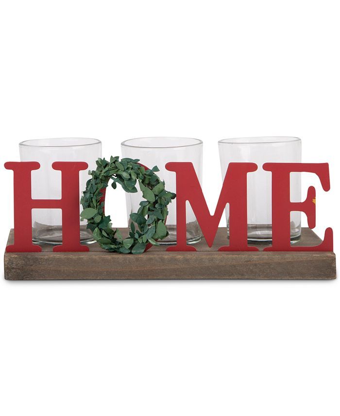 Home Essentials HOME 3-Votive Candle Holder with Wreath & Reviews - Candle Holders - Home Decor -... | Macys (US)