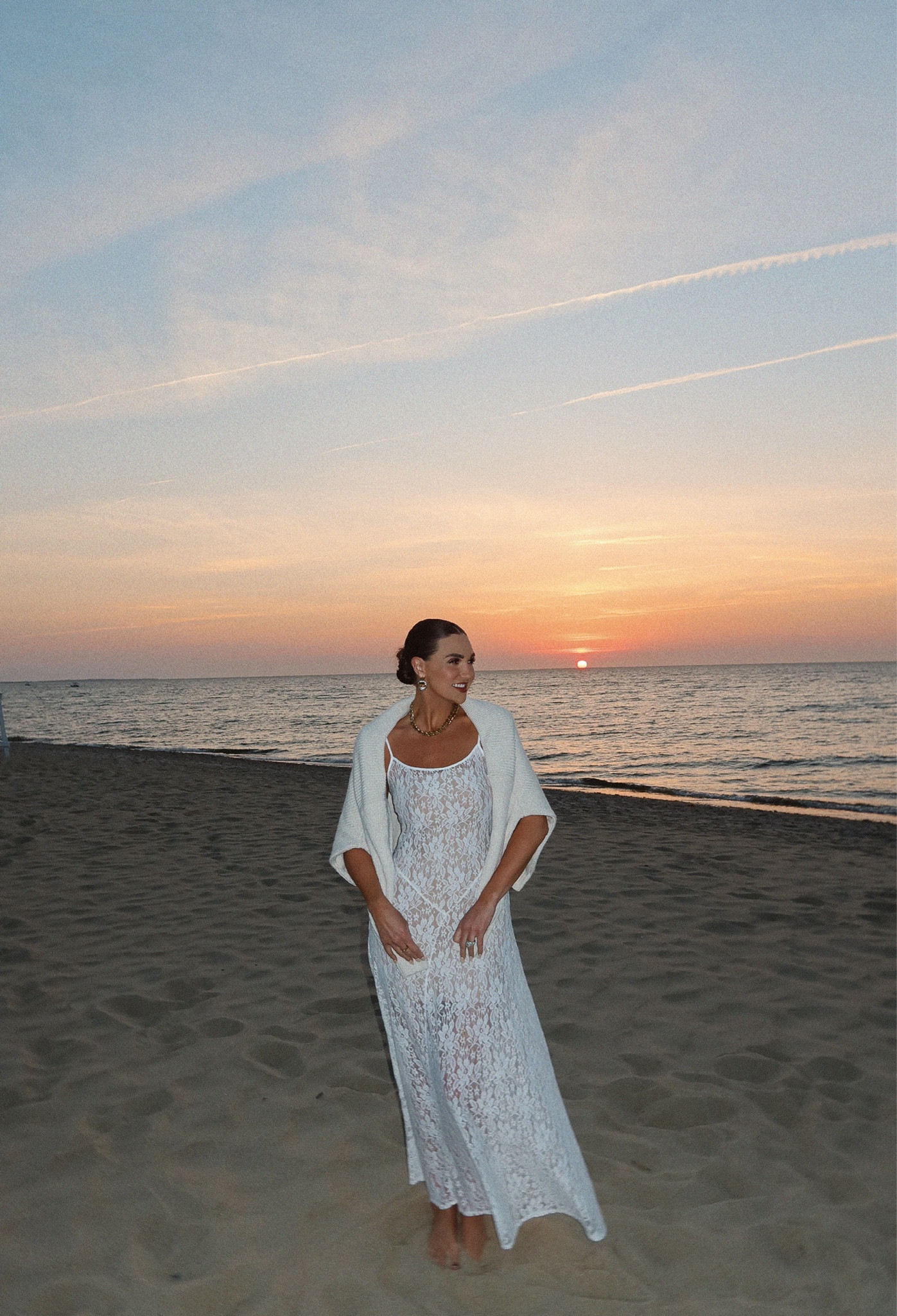 pepper mayo dress, cardigan from weworewhat, aurem necklace, heaven mayhem earrings 🤍🌅