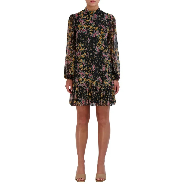 BCBG Paris Women's Sheered Long Sleeve Dress | Walmart (US)