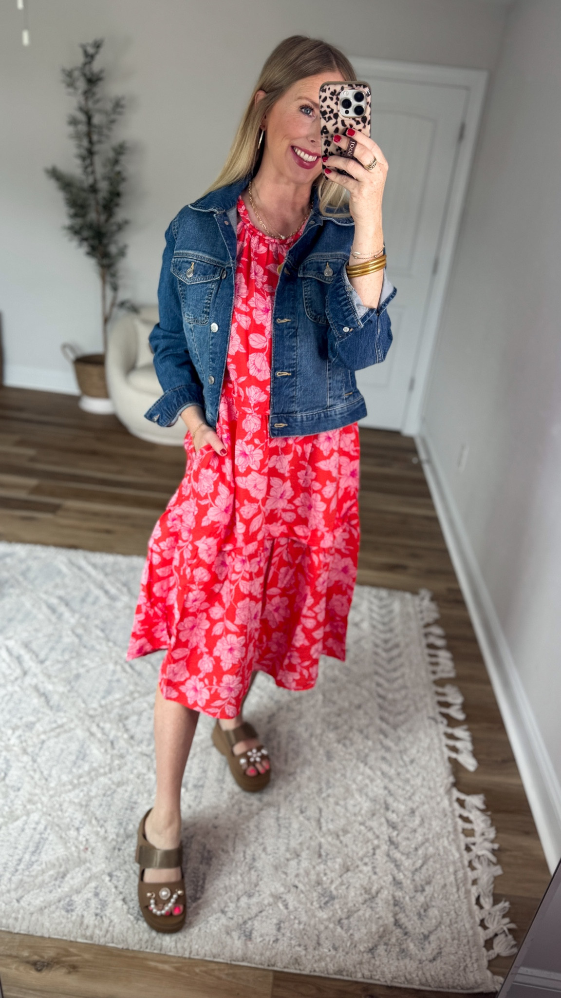 Daily try on, walmart outfit, Walmart fashion, Walmart try on, floral midi dress, jean jacket 

#LTKootd #LTKmomlife