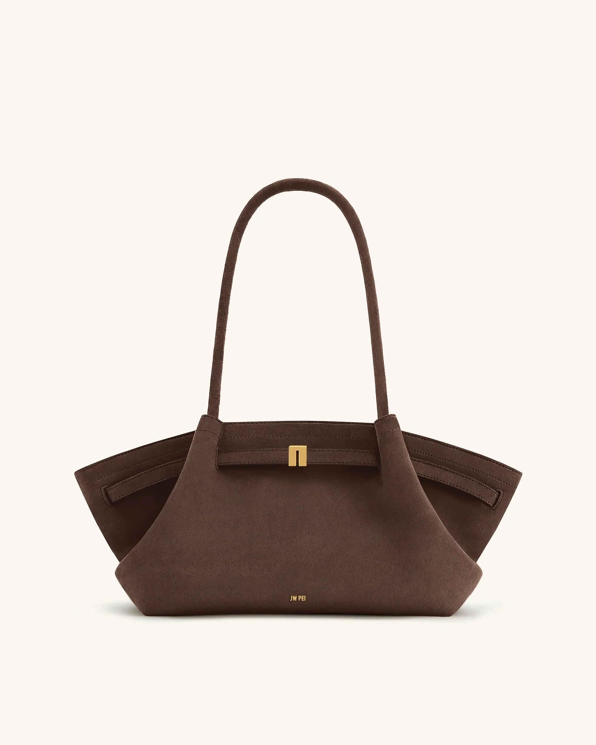 Hana Wide Faux Suede Tote Bag - Dark Brown | JW PEI US