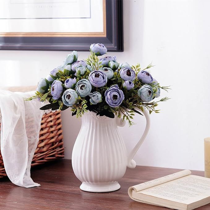 Modern Flower Vase for Home Decor, 8 Inch Ceramic Vase with Handle for Shelf Decor, Living Room D... | Amazon (US)