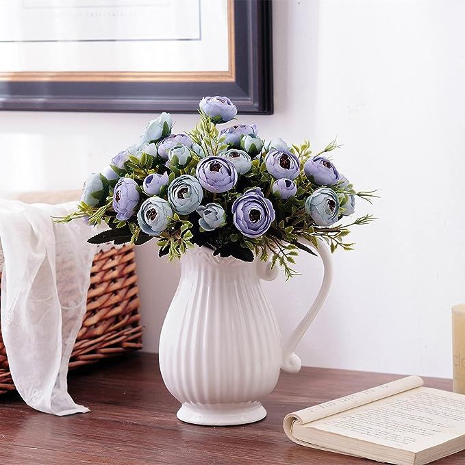 Purbert Modern Flower Vase for Home Decor, 8 Inch Ceramic Vase with Handle for Shelf Decor, Livin... | Amazon (US)