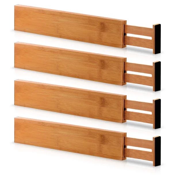 Bamboo Adjustable Drawer Dividers Organizers - Large Expandable Utensil Organizer Separators for ... | Walmart (US)