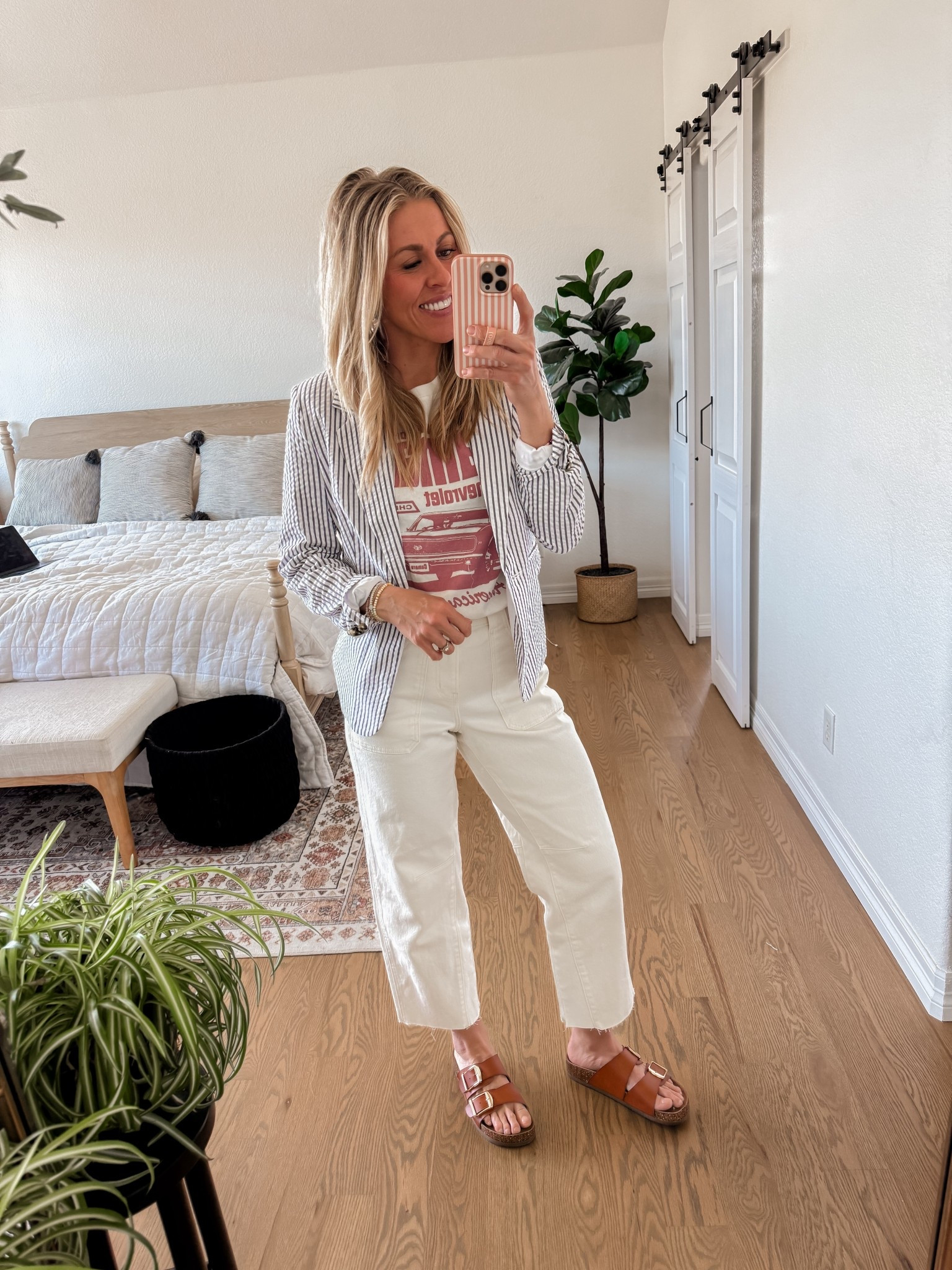 Striped white and blue blazer is from Walmart! Wearing small. 

Walmart fashion, Sarah Joy 

#LTKdayinmylife #LTKootd #LTKgrwm