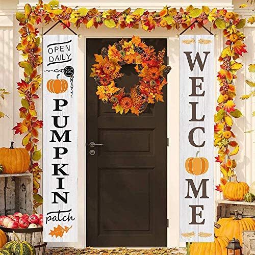 Mimacoo Fall Decorations Fall Porch Sign - Pumpkins Patch Banner Welcome Pumpkin Front Door Verti... | Amazon (US)