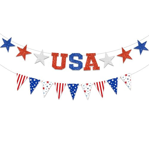 LARRAZABAL 4th of July Banner Decorations, USA Triangle Banner for Memorial Day 4th of July Independence Patriotic Party Supplies | Amazon (US)