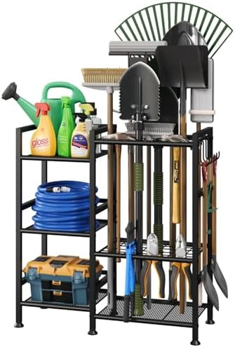 keomaisyto Garden Tool Organizer for Garage Organization, 3 Tier Yard Tool Storage Rack with 35 L... | Amazon (US)