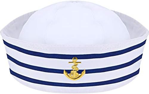 Syhood Sailor Hat White Sailor Captain Cap for Men Women Kids Adult Halloween Cosplay Costume Acc... | Amazon (US)