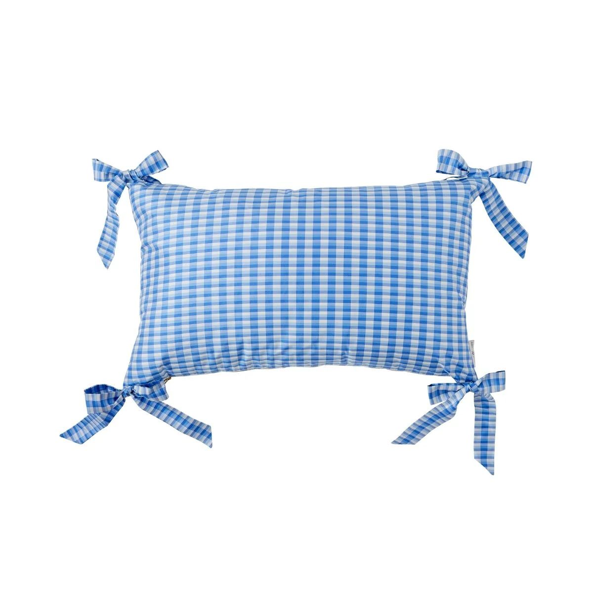 Vichy Check Bow Pillow in Cornflower Blue | Caitlin Wilson Design