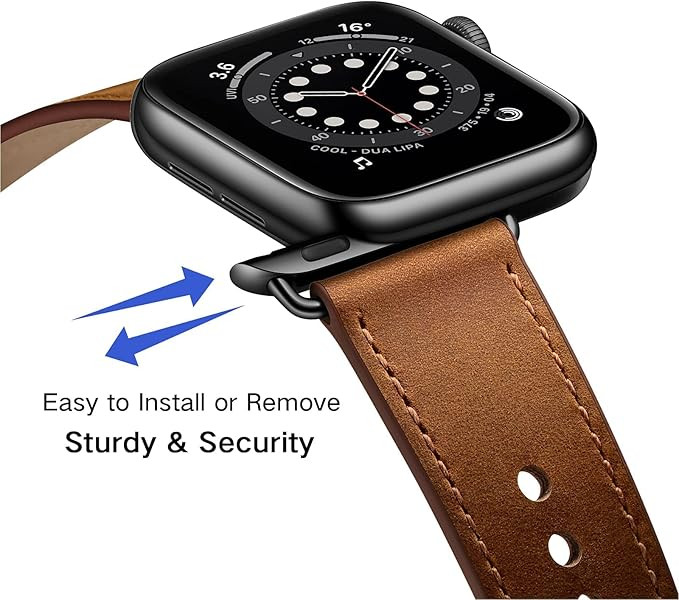 OUHENG Compatible with Apple Watch Band 49mm 45mm 44mm 42mm 41mm 40mm 38mm, Genuine Leather Bands... | Amazon (US)