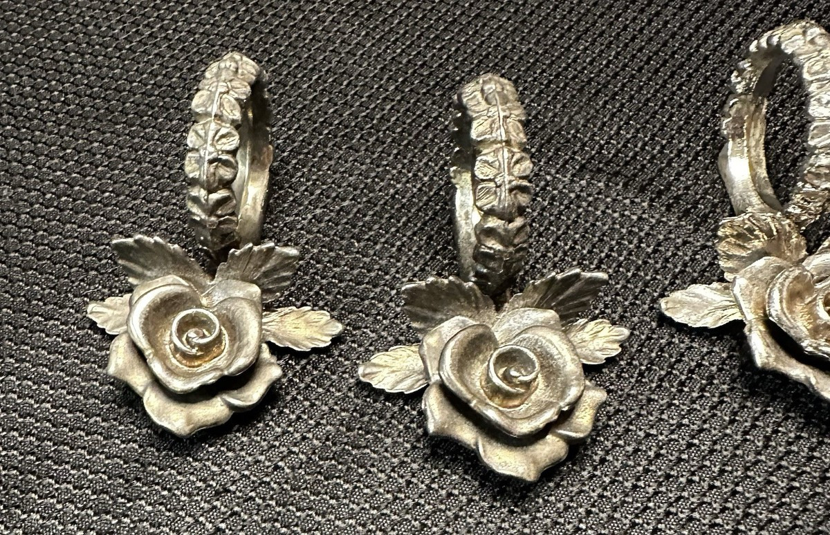 Vintage Princess House Heritage Rose Napkin Rings Silver Plate Set Of 6 MCM 70\u2019s | eBay | eBay US