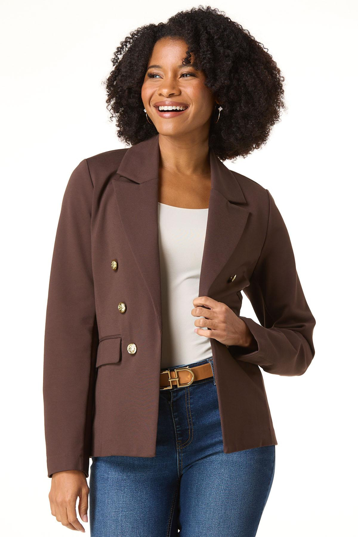 Fashion Button Ponte Blazer | Cato Fashions