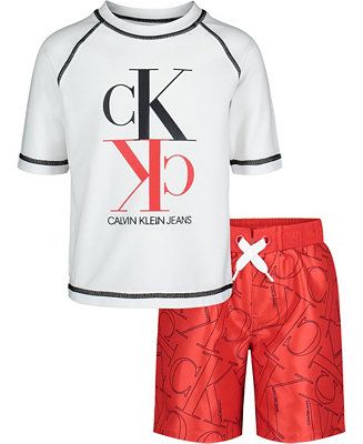 Toddler Boys 2 Piece Logo Raglan Rash Guard and Logo-Print Drawstring Shorts Set | Macys (US)