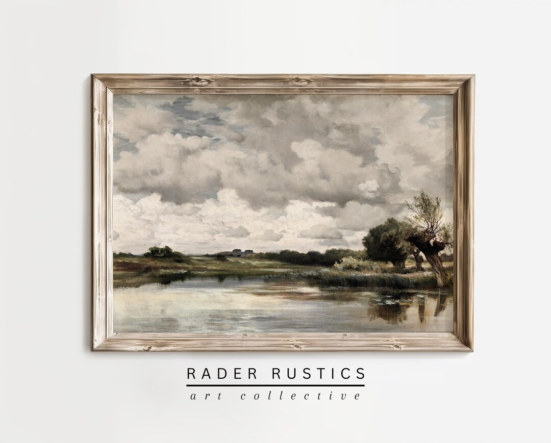 Country Lake Landscape Print Vintage Spring Wall Art Framed Canvas and Prints L499 - Etsy | Etsy (US)