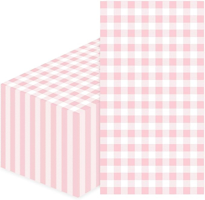 SietDESEO 50 Pieces 3-ply Light Pink Gingham Napkins 13 x 15.7 Inches Guest Bathroom Napkins Disp... | Amazon (US)