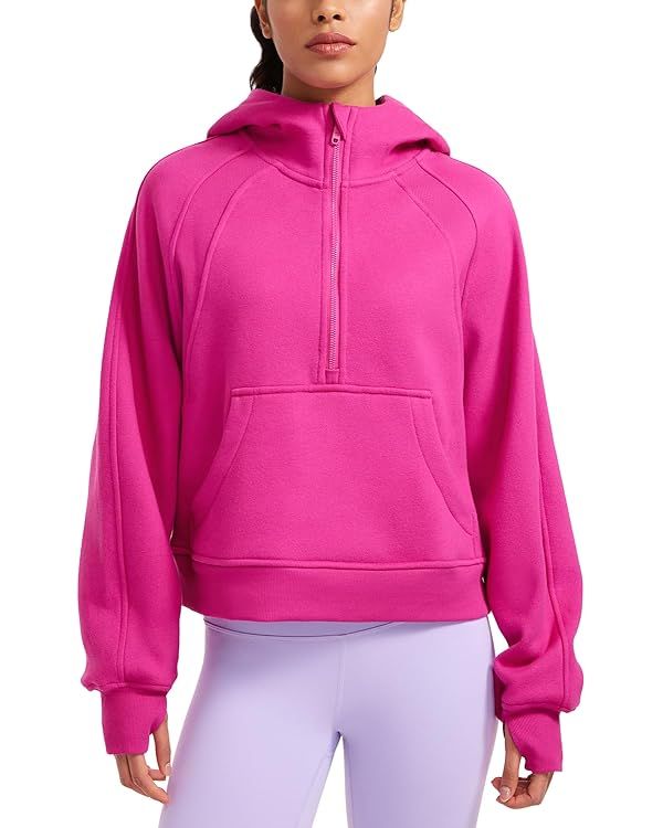 CRZ YOGA Womens Fleece Lined Half Zip Hoodies Pullover Oversized Long Sleeve Casual Workout Sweat... | Amazon (US)