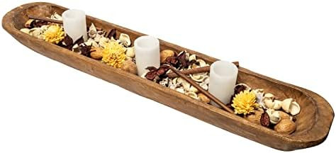 Decorative Wooden Dough Bowls Decor 30 Inch, Wood Long Dough Bowls Large, Wooden Dough Bowls Long... | Amazon (US)