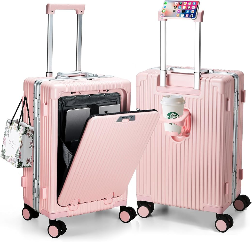 MRPLUM Front Pocket Carry On Luggage,PC Hardside Spinner Wheel Suitcase with TSA Lock,Cup Holder,... | Amazon (US)
