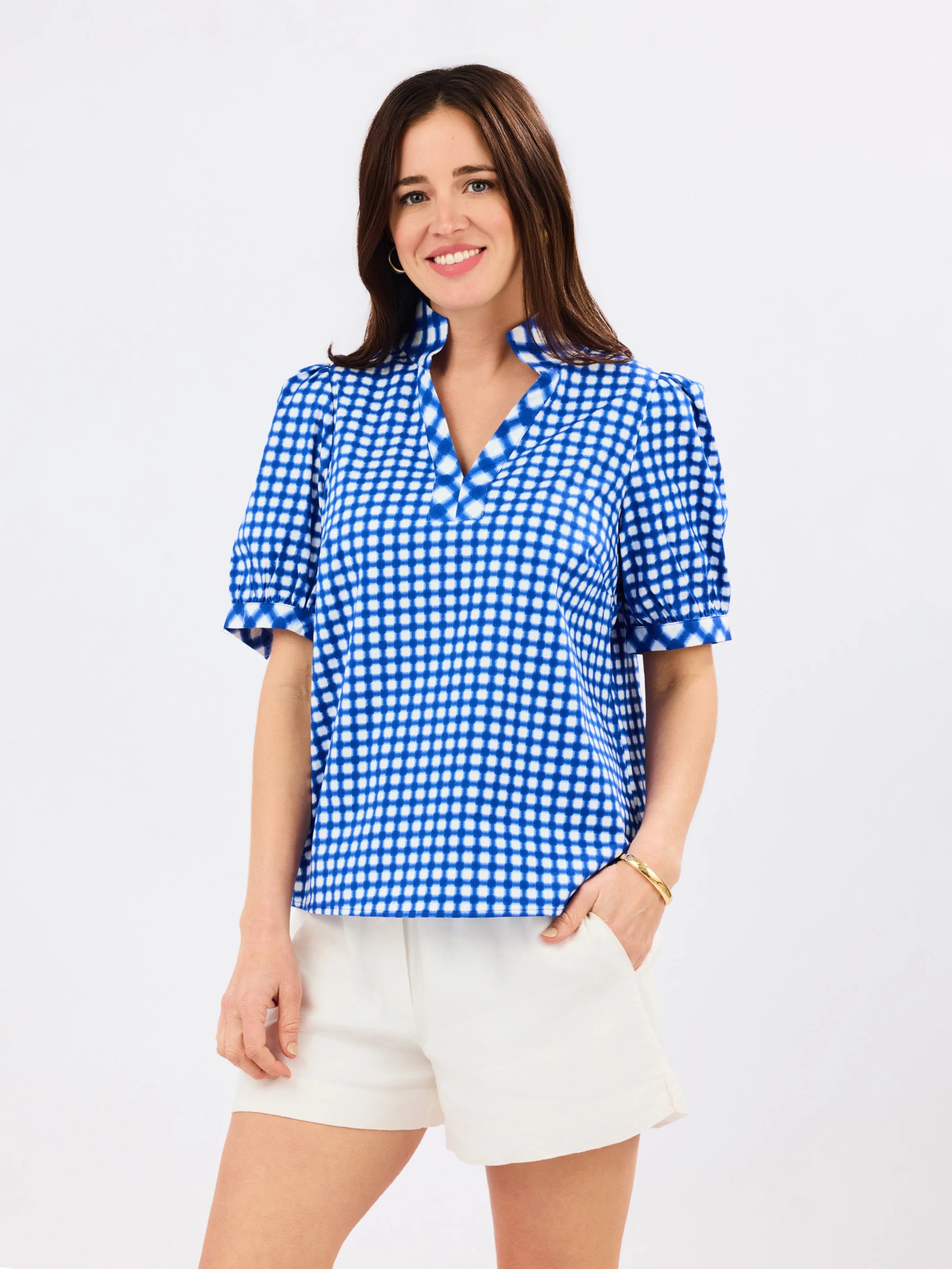 Tricia Top | Gingham Mix Navy | Mary Square