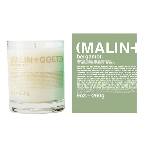 MALIN+GOETZ 9oz Scented Candle | Hand-Poured Soy Wax with Unique Fragrance Blends | Clean-Burning, Vegan & Cruelty-Free | Bergamot, Sage, Otto, Tomato, Strawberry, Cannabis, Dark Rum & Leather | Amazon (US)