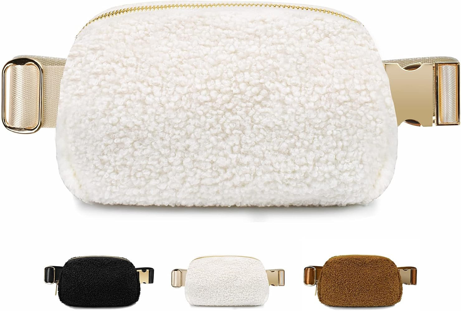 Amazon.com | Sherpa Belt Bag for Women, Fleece Belt Bag Waterproof Fanny Packs Dupes with Adjusta... | Amazon (US)