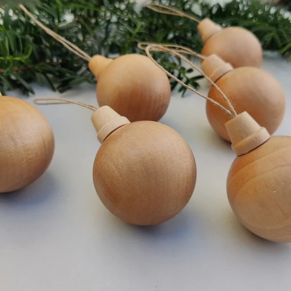 Christmas wooden ball Ornament set (6)/wood Christmas Tree Ornament/Christmas Tree/Holiday Deco/s... | Etsy (US)