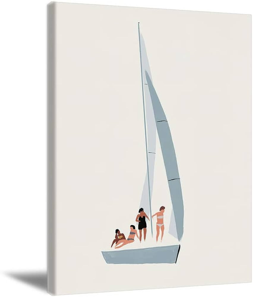 Sailboat Wall Art Bathroom Wall Art Abstract Sailing Wall Decor Minimalist Artwork Boat Posters D... | Amazon (US)
