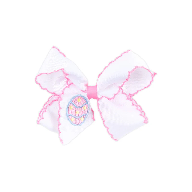 Easter Egg Embroidered Moonstitch Hair Bow | Classic Whimsy