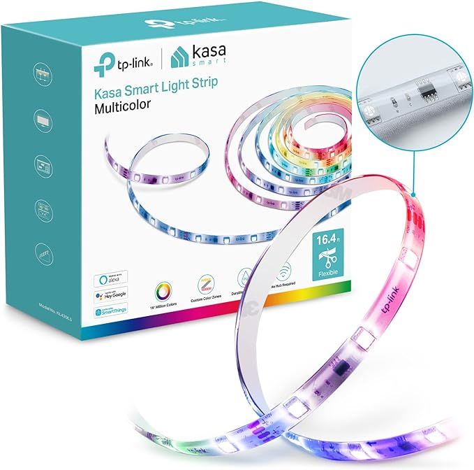 Kasa Smart LED Light Strip, 50 Color Zones RGBIC, 16.4ft Wi-Fi LED Strip Works w/ Alexa, Google H... | Amazon (US)