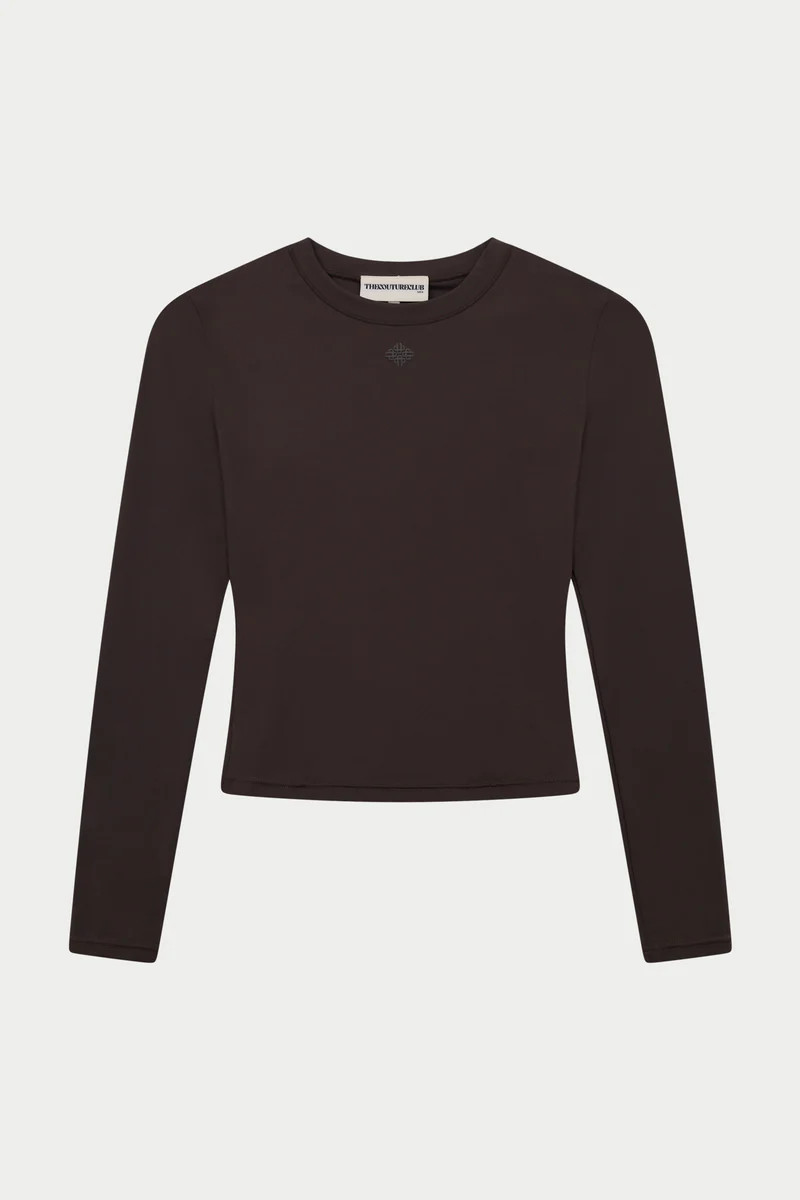 SCULPTING STRETCH LONG SLEEVE TOP - CHOCOLATE | The Couture Club