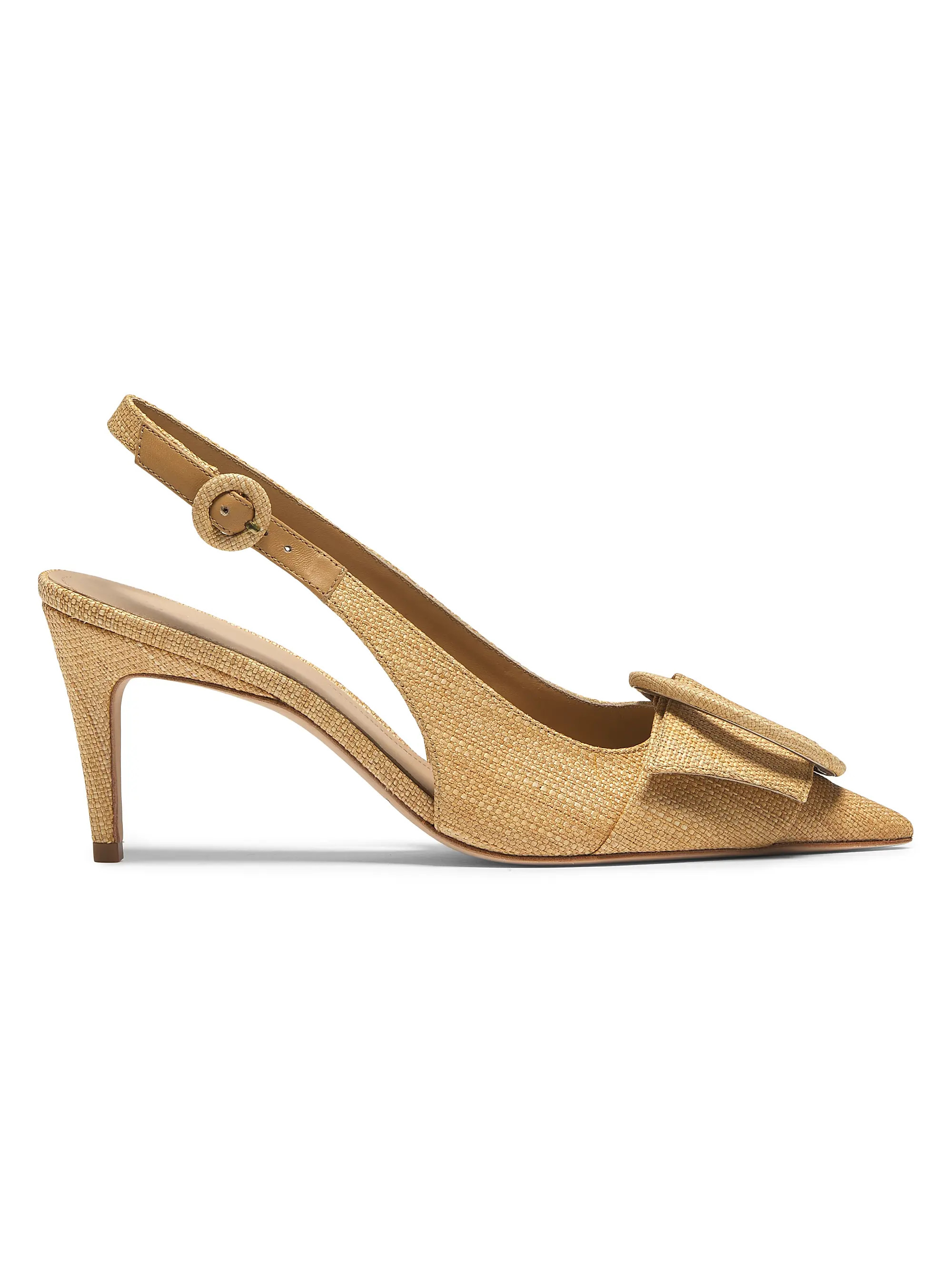 Buckle Raffia & Leather Slingback Pumps | Saks Fifth Avenue
