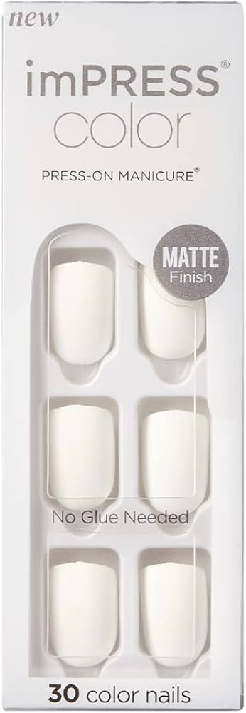 KISS imPRESS Color Press-On Manicure Fake Nails, Brie - Short Length, Matte, Polish-Free Solid Co... | Amazon (US)