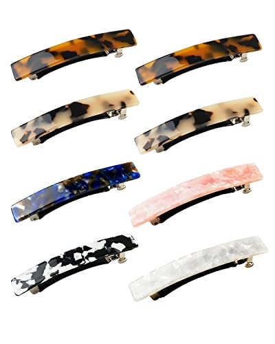 Hair Barrettes for Women, 8 Pcs Barrettes for Fine Thin Thick Hair, 3 Inch Acetate Small Clips Barrette No Slip, French Tortoise Shell Womens Girls Accessories | Amazon (US)