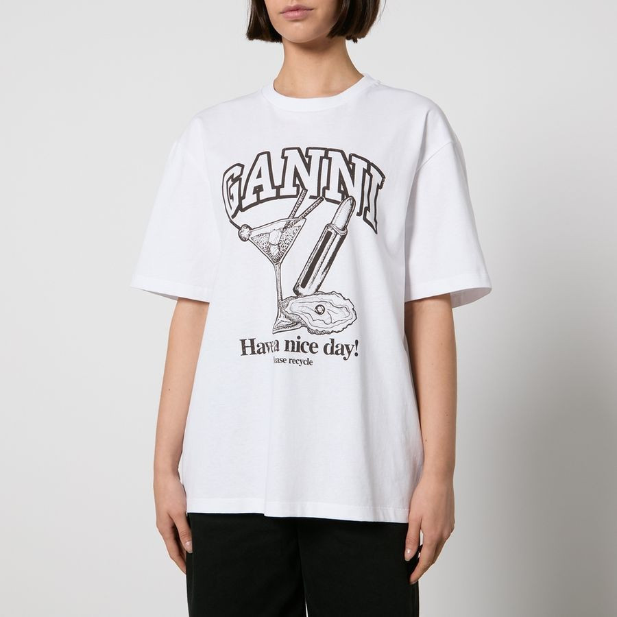 Ganni Future Cocktail Cotton-Jersey T-Shirt | Coggles (Global)