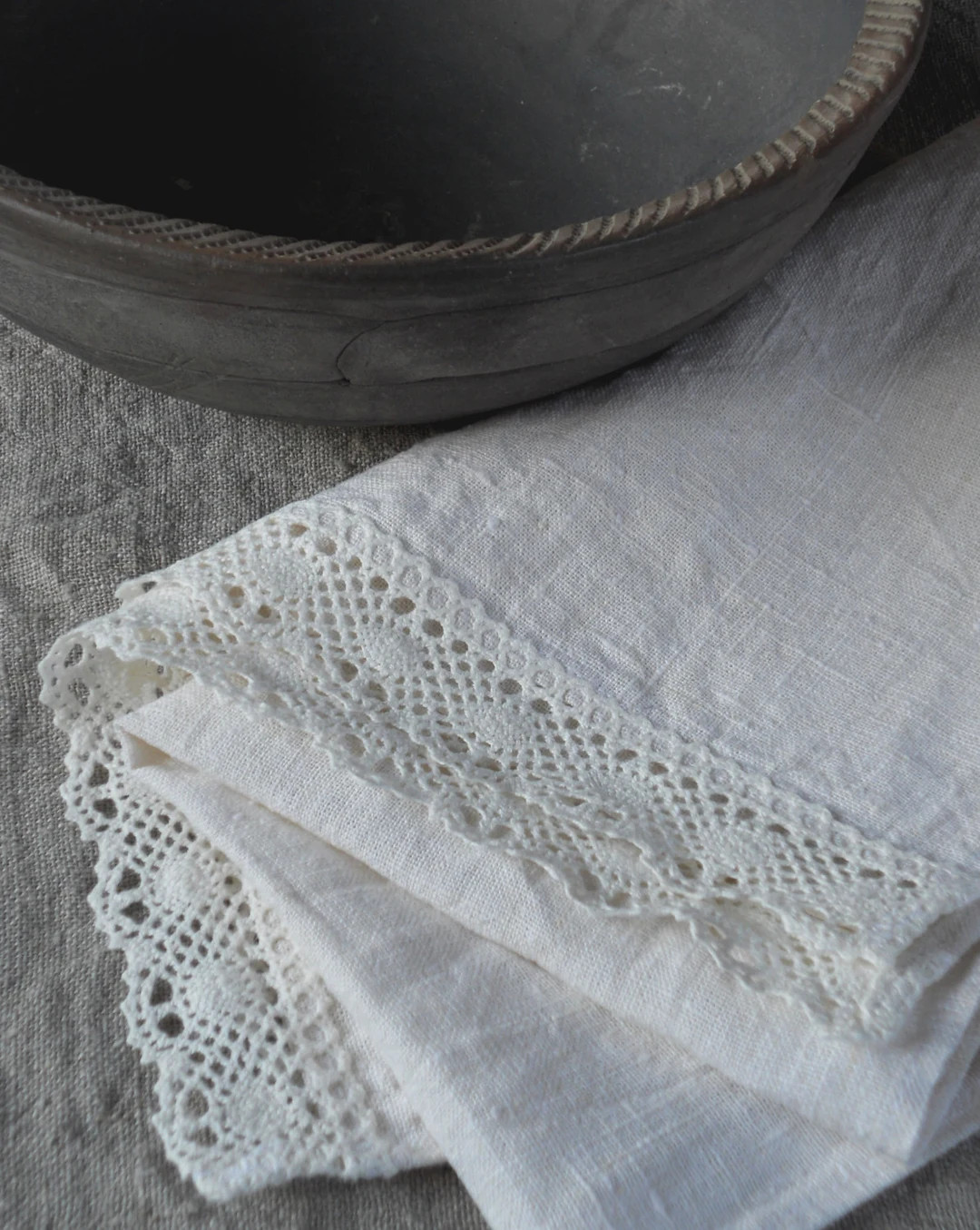 Rustic Runner With Lace, Pure Linen Kitchen Table Runner, Natural White Flax Mantle Scarf, Housew... | Etsy (US)