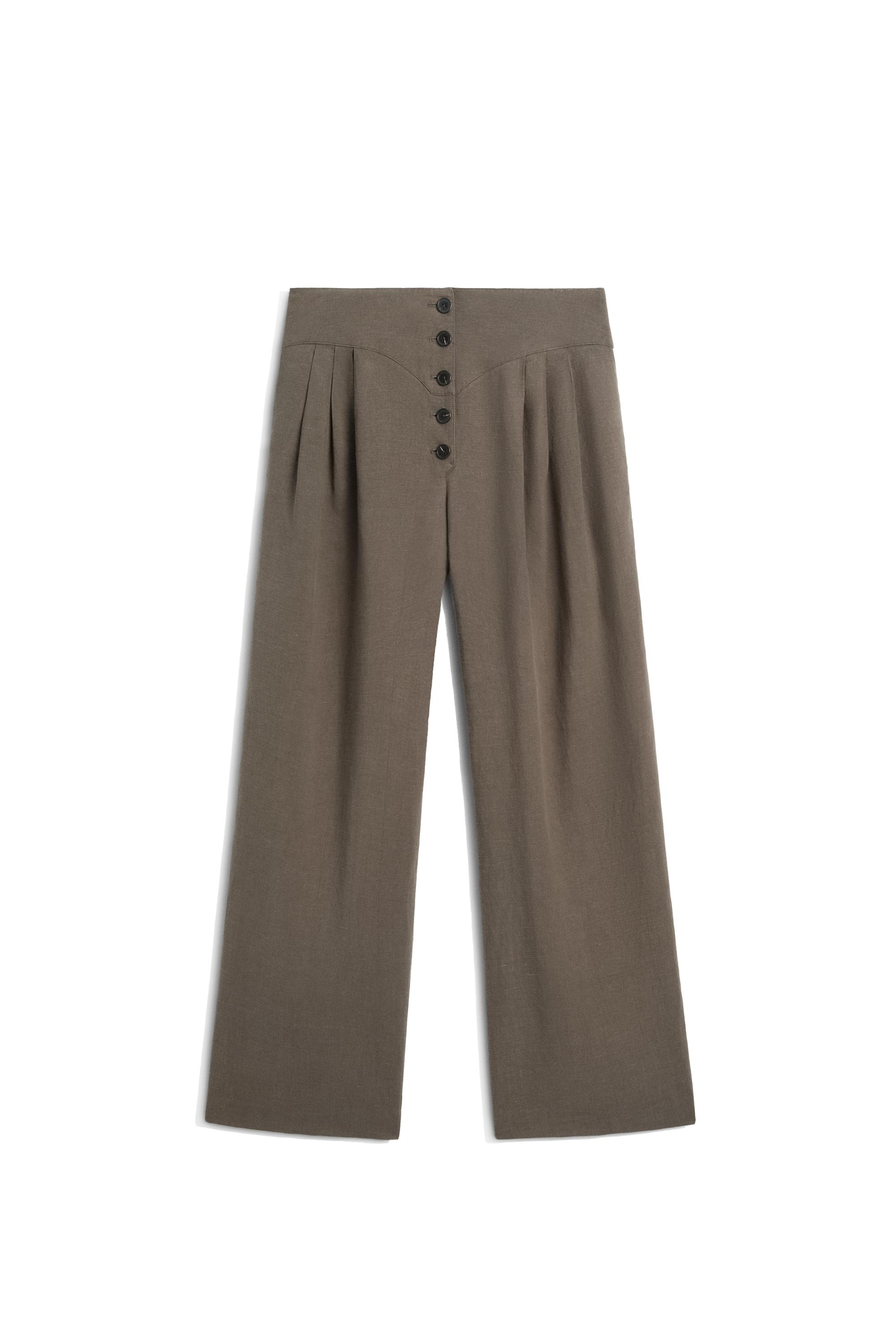 Linen blend pleated trousers - MOLE BROWN | Massimo Dutti US